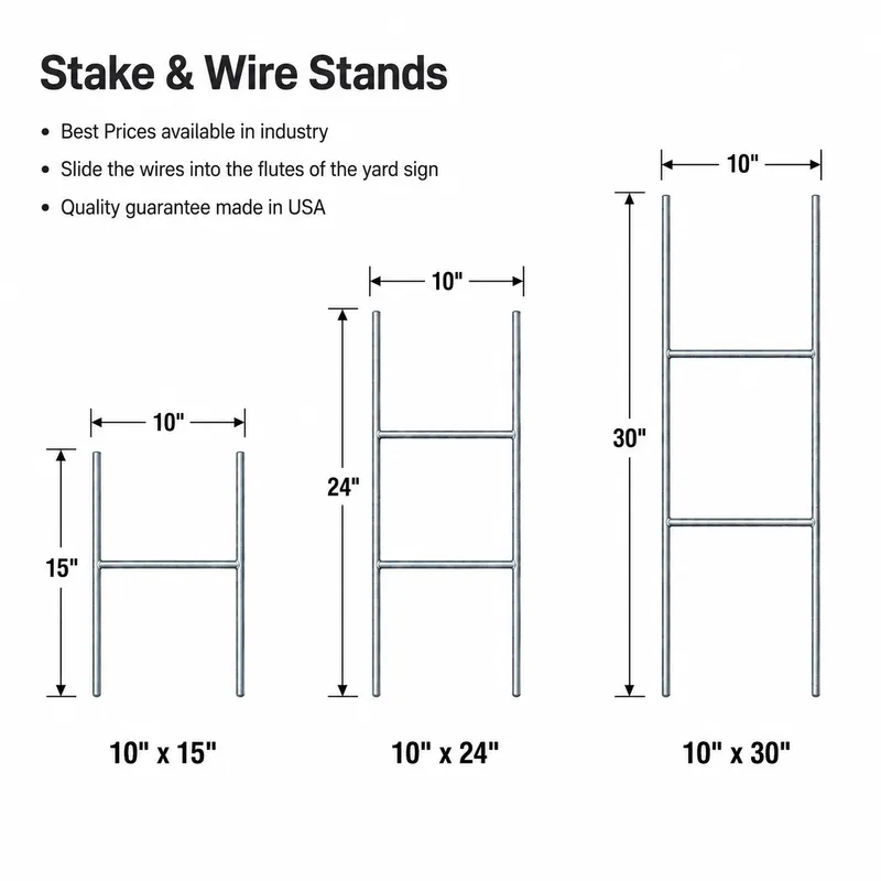 Mcoro heavy duty 9-gauge galvanized steel H-stake for corrugated yard signs
